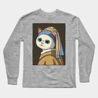 Neko With A Pearl Earring Long Sleeve T-Shirt